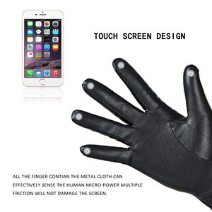 Premium Quality Soft Durable Cheap Price Black <b>Touch</b> <b>Screen</b> Thermal Winter Women Leather <b>Gloves</b> with Fur Lining Pakistan Custom - Product Image 5