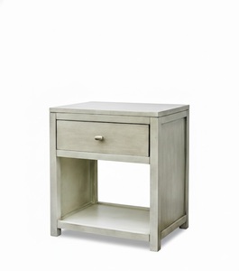 Modern Gray New Zealand <b>Pine</b> Wood Nightstand with One Drawer for Farmhouse & Hotel Bedroom or Living Room Home Furniture Use - Product Image 1