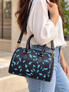 New Trending Hand Tooled Floral Carving Leather Speedy Handbag Gypsy Boho Shoulder Handmade Western Stylish <b>Women</b> Daily Uses <b>Bag</b> - Product Image 3