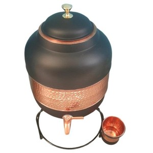 Distributeur d'eau artisanal en cuivre avec support, design vintage, grande capacité, carafe de stockage ayurvédique - Product Image 2