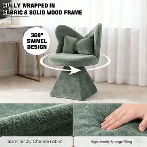 Swivel Accent Vanity Chair with Butterfly Back for Dining <b>Bedroom</b> Makeup <b>Stool</b> or Living Room Use - Product Image 6