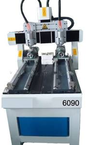 เครื่องแกะสลักซีเอ็นซีขนาดเล็กแบบสองหัว 2*3 ฟุต ควบคุมด้วย NC Studio มอเตอร์สเต็ปเปอร์ แกนหมุน <span class=keywords><strong>3.2</strong></span> กิโลวัตต์ โต๊ะแบบร่อง T - Product Image 5