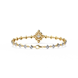 Luxury 18K <b>Solid</b> Gold Princess Cut Diamond Tennis <b>Bracelet</b> Women's Geometric Wedding Jewelry - Product Image 4