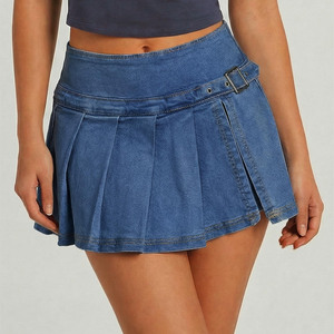 Falda vaquera midi/maxi vintage lavada para mujer 2026, de cintura alta, corte A, desgastada, estilo casual urbano, falda larga de mezclilla a la moda - Product Image 2