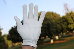 Guantes de Golf Unisex de Piel Genuina Blancos para Mano Izquierda, Transpirables, Ligeros, con Cierre de Velcro - Product Image 2