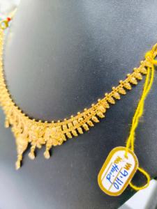 Collar floral de oro macizo de 22 quilates para mujer, joyería nupcial india tradicional, elegante collar de oro puro. - Product Image 3