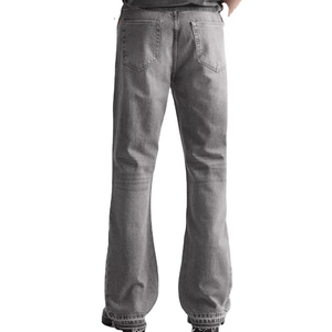 Jean slim taille haute en denim délavé, coupe droite, 100 % coton écologique, longueur intégrale, style automne pour femme - Product Image 3