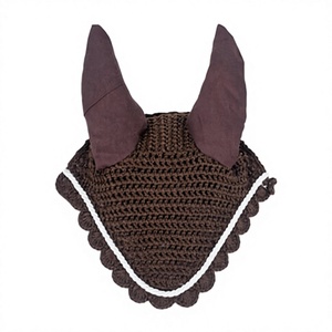 Bonnet anti-mouches orange en crochet pour cheval, cache-tête en coton, équipement d'équitation, logo personnalisé - Product Image 3
