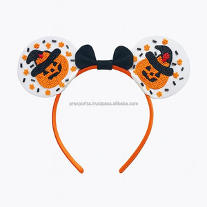 Diadema de Orejas de Calabaza de Halloween Hecha a Mano con Cinta de Tela para Disfraces de Niños, Accesorios para el Cabello, Decoración Festiva, Venta al por Mayor - Product Image 3