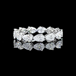 Anillo de Compromiso y Eternidad con Diamante Cultivado en Laboratorio, Corte Pera, en Oro de 10K, 14K, 18K, Plata 925, 935 - Product Image 1