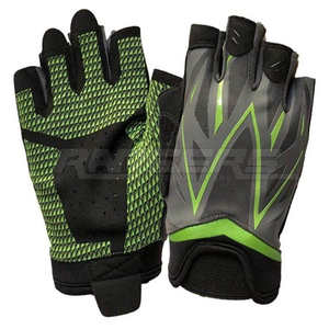 Gants de musculation pour hommes, noir et vert, avec support de poignet, paume rembourrée, gants de fitness, logo personnalisé, gants de levage à demi-doigts - Product Image 5