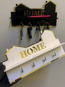 Creative House Shape Black And White <b>Key</b> Holder <b>Hook</b> Perfect For Rental Home Friendly <b>Wall</b> Decor With Utility Purpose From India - Product Image 2