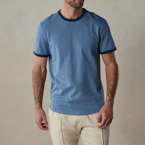 Nouveaux T-shirts décontractés pour hommes, style personnalisé, col rond, manches courtes, tricotés, 100% coton, séchage rapide, respirants, coupe classique - Product Image 3