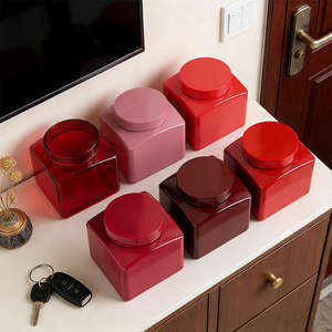 Pot carré en plastique PET de 1L à large ouverture - Pot à crème vide rouge de 33oz pour emballage cosmétique personnalisé - Product Image 6