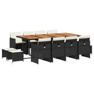 Conjunto de comedor de jardín en negro y marrón con cojines color crema - Product Image 2