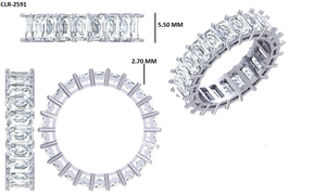 Anillo de boda de eternidad completa con diamante cultivado en laboratorio de corte esmeralda de 6.40 quilates para mujer, joyería hecha a mano, banda a juego de oro blanco de 10K/14K - Product Image 6