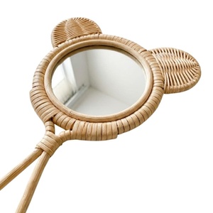 Rattan <b>Hand</b> Mirror Children Furniture Nursery Room Eco Friendly Natural Material <b>Mini</b> <b>Hand</b> Mirror For Kids Cheap High Quality - Product Image 2