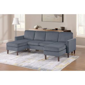 Set Divano Moderno Comfort 3 Pezzi con Chaise Longue RAF/LAF, Divanetto Senza Braccioli, in Corduroy Grigio Scuro per Soggiorno e Relax - Product Image 1