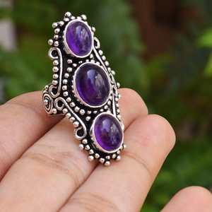 Amethyst <b>Ring</b> 925 Sterling Silver Handmade Gemstone Jewelry Elegant <b>Statement</b> <b>Ring</b> for Women Gift - Product Image 3