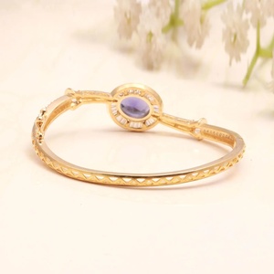 Brazalete Ajustable Vintage con Amatista y Circonitas Cúbicas, Bañado en Oro Rosa de 22k, con Forma de Bola, Abrible, Piedra de Nacimiento de Febrero, para Boda - Product Image 2