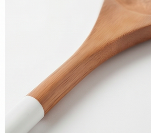 Ensemble cuillère et fourchette à salade en bois avec manche en céramique, design minimaliste, compatible lave-vaisselle, pour la cuisine, la restauration et les fêtes - Product Image 2