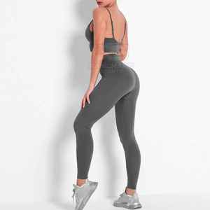 Conjunto de Yoga de Verano Personalizado de Alta Calidad para Mujer, Talla Grande, con Cinturón de Encaje Lavado, Ropa Deportiva para Gimnasio, Fitness y Running - Product Image 6