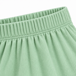 Conjunto de Dos Piezas Casual para Niñas, Primavera, Cuello Redondo, Verde Menta, Manga Corta, Túnica y Leggings, Tela Suave Acanalada, Venta al Por Mayor - Product Image 4