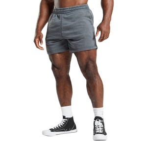 Summer Edge Hombres Vintage Bleach 100% Algodón Peso pesado French Terry Sweat Shorts Raw Hem Ácido Lavado Patrón sólido Servicio OEM - Product Image 1