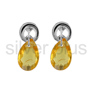 ต่างหูเพชรพลอยไพลินสีเหลืองธรรมชาติ ทองคำขาว 18K ดีไซน์มินิมอล สำหรับงานแต่งงาน ขายส่ง รับผลิตแบบ OEM ODM - Product Image 2
