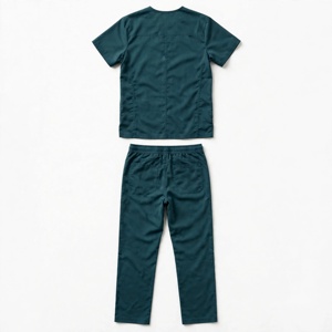 Ensemble de blouses médicales unisexe Amkoor en coton vert respirant, tenue de travail pour adulte, détection d'aiguilles, en stock - Product Image 3