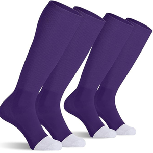 Wholesale Purple <b>Knee</b> <b>High</b> Socks Soccer Softball Rugby Sports 100% Cotton Solid Color Breathable Knitted Summer Adults Youth - Product Image 4