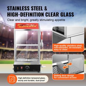 Scaldapane Elettrico a 2 Livelli per Hot Dog 39QT con Controllo Temperatura 86-185 Fahrenheit e Vetro Temperato - Attrezzatura per Mantenere Caldi i Panini - Product Image 2