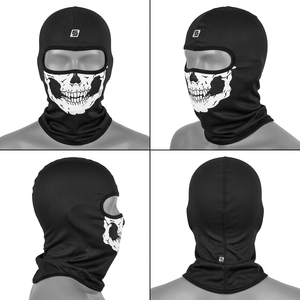 Cagoule noire à imprimé crâne, couvre-visage intégral, unisexe adulte, respirante, imperméable, en polyester, pour activités de plein air - Product Image 3