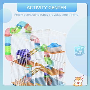 Gabbia per Criceti a 5 Piani Azzurra con Ruote per Esercizio e Trasportino Portatile per Piccoli Animali - Product Image 4
