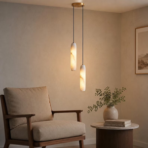 Alabaster Waterfall Chandelier Multi Pendant Brass Natural Stone Luxury Foyer Ceiling <b>Light</b> Modern Decorative Home Lighting - Product Image 1