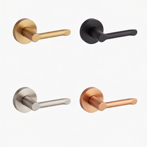 ชุดมือจับประตูทองเหลืองคุณภาพสูงพร้อมชุดล็อคแบบฝัง |   มือจับประตูหรูหราสำหรับประตูภายใน สีโบราณ สีดำ สีทอง และสีกราไฟต์ - Product Image 1