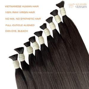 Extensiones de cabello humano liso natural a granel al por mayor, color negro azabache, cutícula alineada, parte inferior de espesor completo, precio asequible - Product Image 5