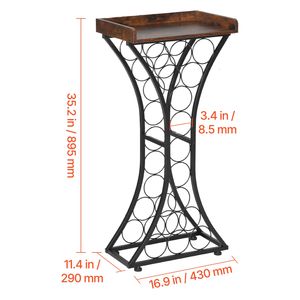 Porte-vin en bois sur pied pour 15 bouteilles, avec montage facile, support de rangement au sol et design de table pour armoire à liqueurs - Product Image 4