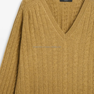 Unisex V-neck Long-sleeve Retro <b>Sweater</b> Loose-fitting Inner Layer Base Knitwear Pullover Breathable Quick Dry Wool/Acrylic for - Product Image 6