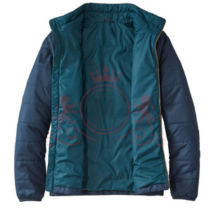 Chaqueta Acolchada para Hombre con Bloques de Color, Cuello Alto, Cierre de Cremallera, Resistente al Viento, Relleno de Poliéster, Estilo Casual para Invierno, Corte Regular - Product Image 3