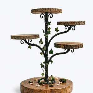 Expositor de Postres de Lujo con Base de Pedestal de Madera Blanca para Bodas - Product Image 2