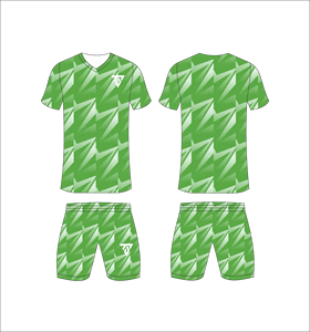 Custom sublimated soccer uniform set for men with light green and white zig zag pattern print jersey and matching <b>shorts</b> - Product Image 5