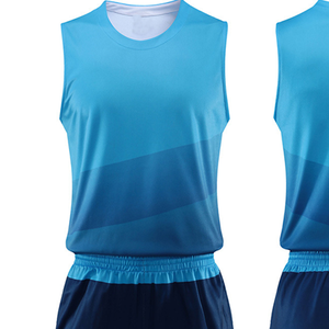 Ensemble de maillots de basket-ball unisexes, sans manches, imprimé dégradé bleu, séchage rapide, uniformes de sport absorbant l'humidité, short à taille élastique - Product Image 5