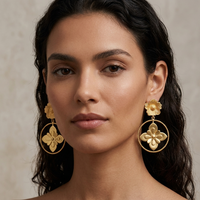 Nuevo Diseño, Venta al por Mayor, Pendientes Étnicos de Latón Hechos a Mano, Chapados en Oro de 24k, Joyería de Alta Calidad, Diseñador de Joyería de Latón, Importador de Joyería de EE. UU.