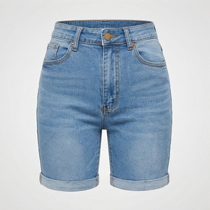 Shorts de Mezclilla para Mujer, Cintura Media, Corte Recto, Ajustados, Transpirables, Lavados, Casuales, Formales, de Verano, Color Personalizado, Estilo Moderno - Product Image 1