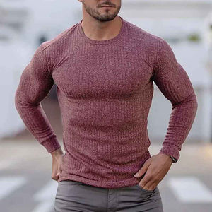 Knitted Men Regular Sleeve Breathable <b>Spring</b> Fitness <b>Compression</b> T-Shirt Gym Workout High Quality Top Running Jogging Wear - Product Image 5