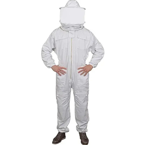 Combinaison d'apiculture blanche avec voile rond, protection intégrale du corps pour apiculteurs, coupe standard, matière polyester - Product Image 3