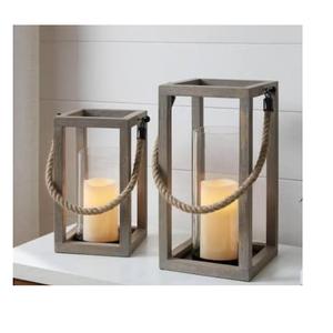 Ensemble de trois lanternes décoratives en bois pour la décoration de la maison, lanternes à bougies brunes pour les centres de table de mariage - Product Image 3