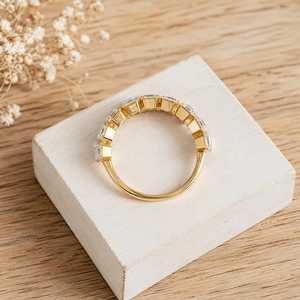 แหวนเพชรทรง Asscher ทันสมัย 1.35 กะรัต ทองคำแท้ 10k 14k 18k วงแหวนนิรันดร์ ขอบเพชรแบบ Bezel Setting สี E ความใส VVS เครื่องประดับชั้นดี - Product Image 5