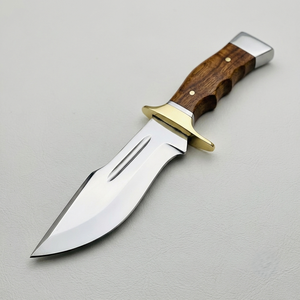 Cuchillo Bowie Hecho a Mano de Acero D2 con Mango de Madera y Funda de Cuero, Cuchillo de Caza y Supervivencia, Cuchillo para Exteriores, Cuchillo Personalizado - Product Image 1